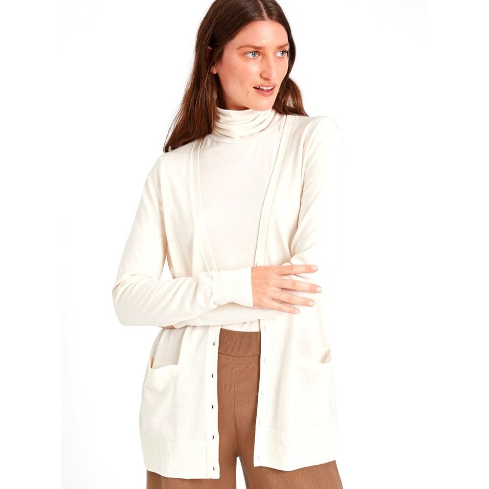 CLUB MONACO Cream Cotton/Cashmere Grandpa Cardigan